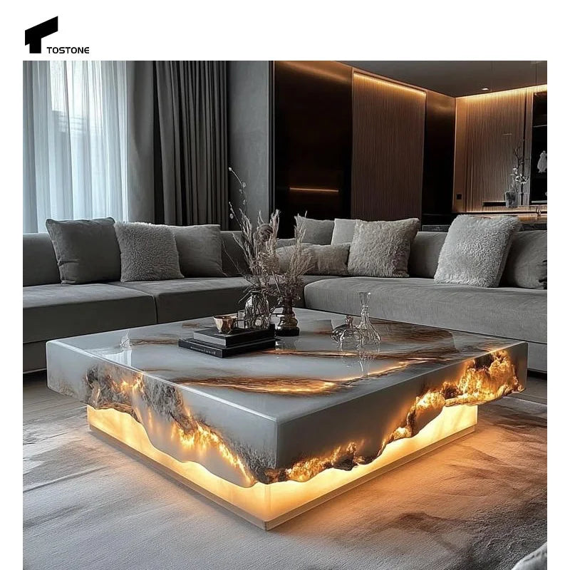 Tostone Custom Luxury Natural Onxy Coffee Dining Table for Living Room Dining Room Home Apartment Office Indoor Decoration
