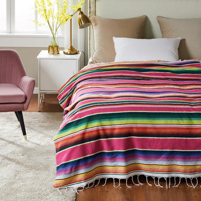 Boho Table Flag Ethnic Style Beach Blanket Beach Towel Mexican Style Blankets Picnic Blanket Handmade Striped Tassels Throw Rug