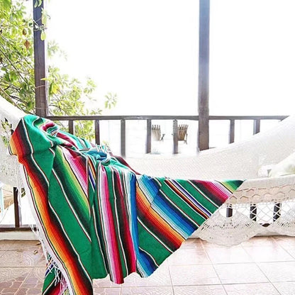Boho Table Flag Ethnic Style Beach Blanket Beach Towel Mexican Style Blankets Picnic Blanket Handmade Striped Tassels Throw Rug