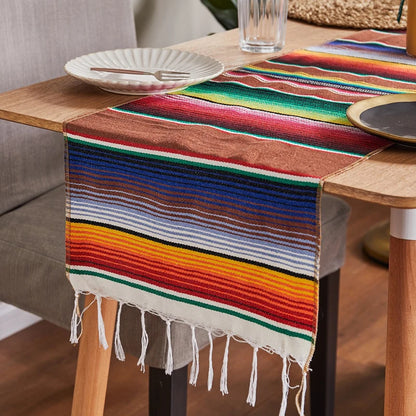 Boho Table Flag Ethnic Style Beach Blanket Beach Towel Mexican Style Blankets Picnic Blanket Handmade Striped Tassels Throw Rug