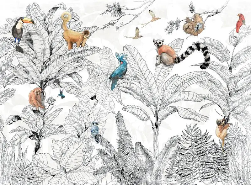 Custom 3D Tropical Rainforest Wallpaper Mural Animals Monkey Wallpapers for Living Room Background Wall paper home decor Sticker