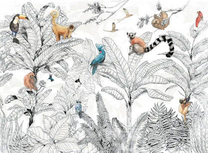 Custom 3D Tropical Rainforest Wallpaper Mural Animals Monkey Wallpapers for Living Room Background Wall paper home decor Sticker