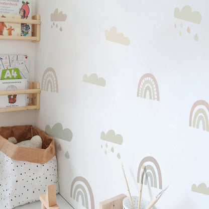 Rainbow Wallpaper On The Wall Stickers For Children's Room Ornaments Baby Room Stencils For Walls For Vinyls Decorative