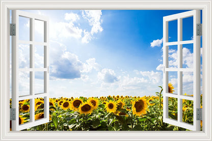 Wall Sticker Yellow Flower Sunflower Landscape Wallpaper Kitchen Living Room 3D Window View Stickers  Vinyl Home Decor