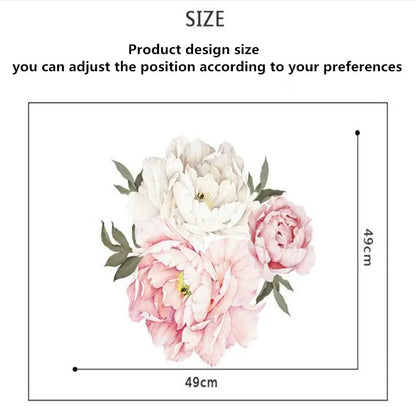 Art Nursery Decals For Living Room Interior Decoration Wall Sticker Luxury Peony Rose Flowers Print Removable Wallpaper Stickers