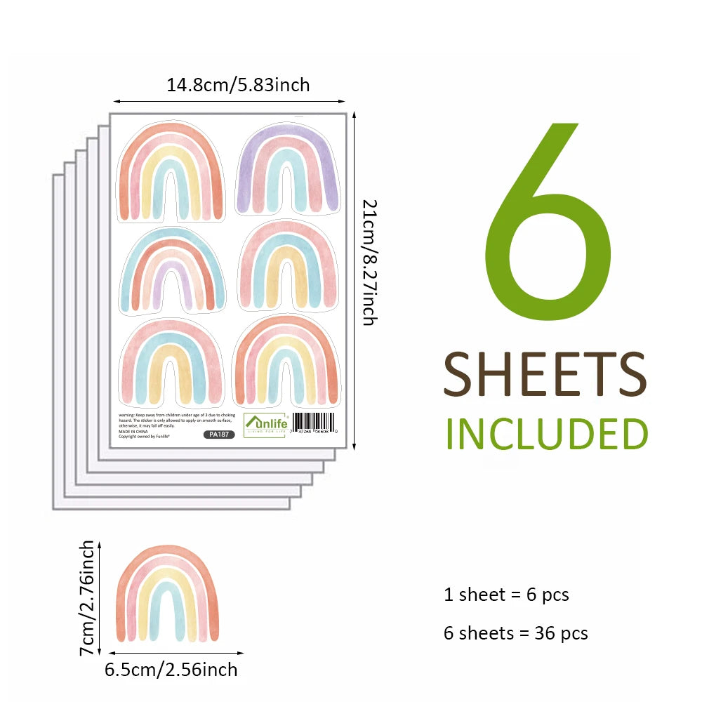 Rainbow Wallpaper On The Wall Stickers For Children's Room Ornaments Baby Room Stencils For Walls For Vinyls Decorative