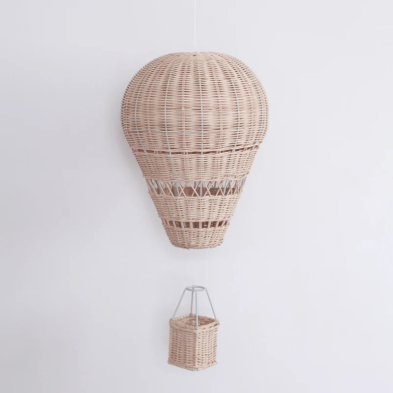 Handmade Kids Room Decoration Nordic Style Children Bedroom Kindergarten Rattan Weaven Hot Air Balloon Craft Wall Hanging Decor