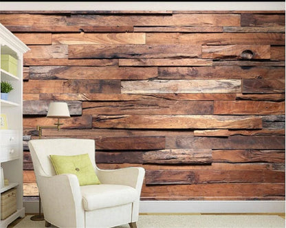 Custom wall paper 3D mural dark retro nostalgic wood stripe background wall photo living room bedroom TV background wallpaper