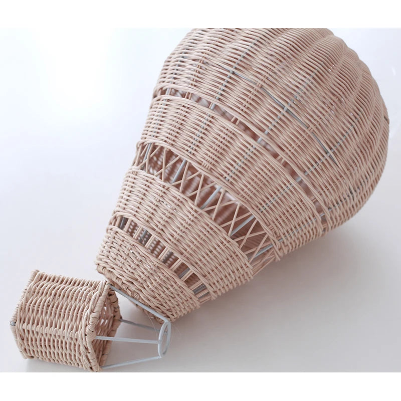 Handmade Kids Room Decoration Nordic Style Children Bedroom Kindergarten Rattan Weaven Hot Air Balloon Craft Wall Hanging Decor