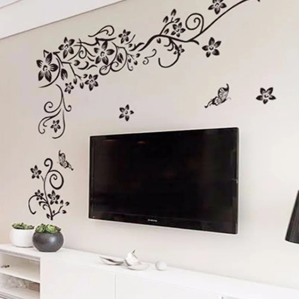 Hot DIY Wall Art Decal Decoration Fashion Romantic Flower Wall Sticker/ Wall Stickers Home Decor 3D Wallpaper Free Shipping