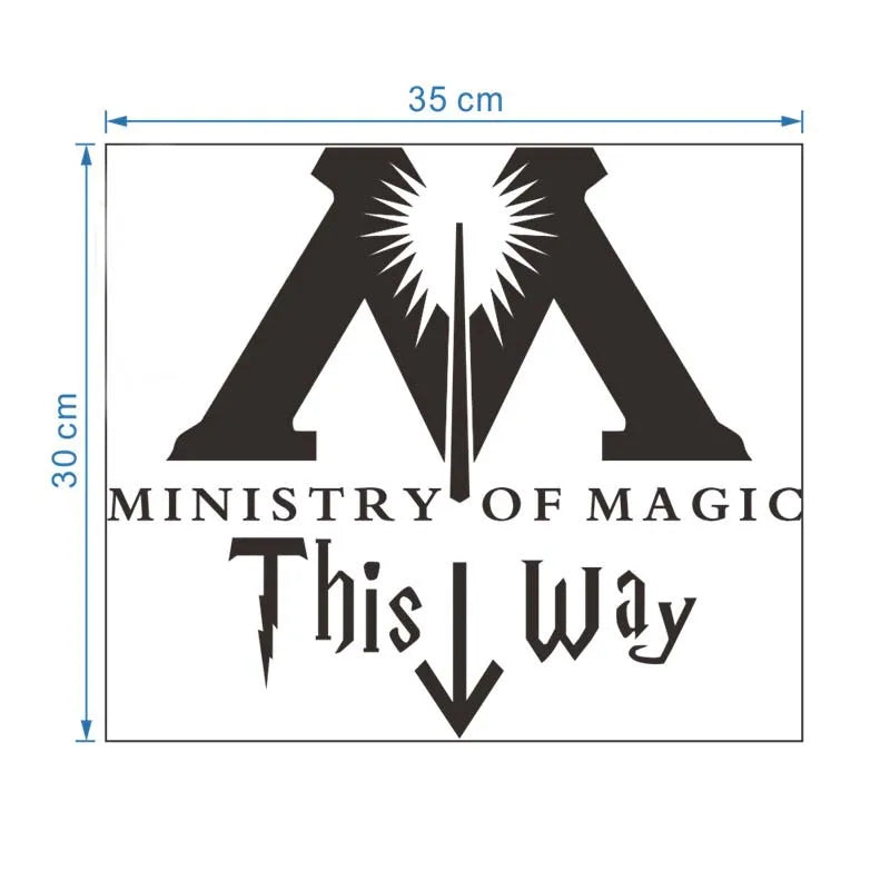 Bathroom Toilet Wall Stickers MINISTRY OF MAGIC THIS WAY Washroom Art Mural Home Decor Waterproof Wallpaper Vinyl Wall Decals