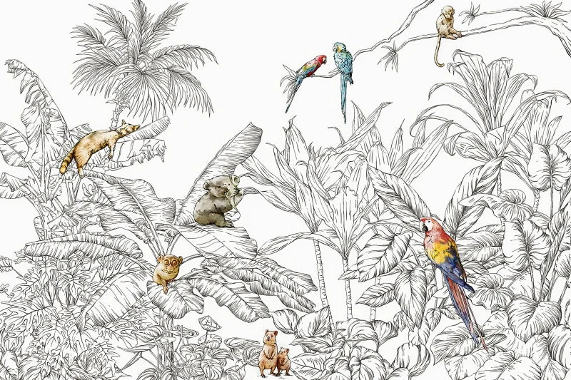 Custom 3D Tropical Rainforest Wallpaper Mural Animals Monkey Wallpapers for Living Room Background Wall paper home decor Sticker