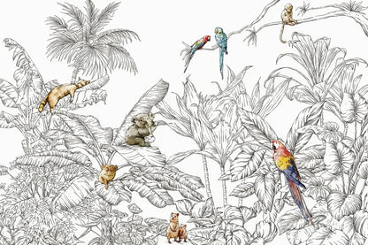 Custom 3D Tropical Rainforest Wallpaper Mural Animals Monkey Wallpapers for Living Room Background Wall paper home decor Sticker