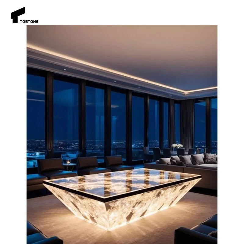 Tostone Custom Luxury Natural Onxy Coffee Dining Table for Living Room Dining Room Home Apartment Office Indoor Decoration