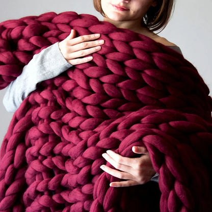 Chunky Yarn Blanket for Bed Hand Woven Sofa Throw Blankets Knitted Warm Grey Beige Air Condition Blankets Bed Sofa Decorative