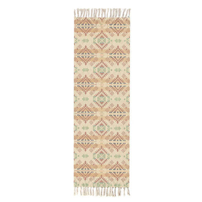 Turkish Cotton Linen Area Rug Set with Tassels Hand Woven Printed Rug/Mat Washable Entryway for Bedroom, Kitchen, Laundry Room
