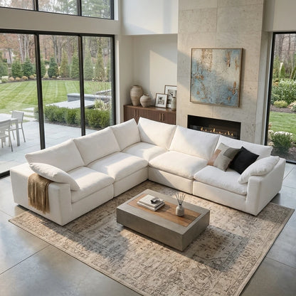 L Shape Flexible Combination Modular Compressed Cloud Sofa Custom Fabric Living Room Apartment Villa