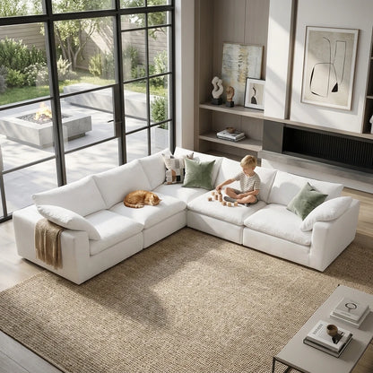 L Shape Flexible Combination Modular Compressed Cloud Sofa Custom Fabric Living Room Apartment Villa