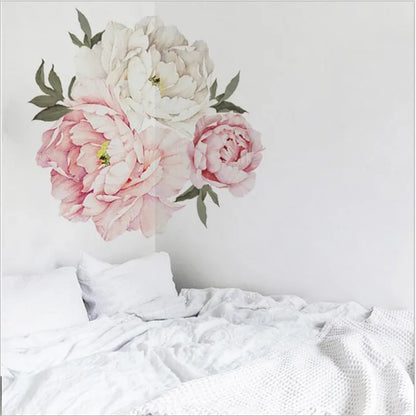 Art Nursery Decals For Living Room Interior Decoration Wall Sticker Luxury Peony Rose Flowers Print Removable Wallpaper Stickers