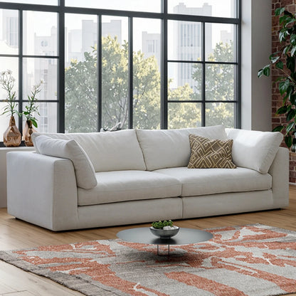 Gongyu GY-SF013 Nordic Cream Washable Removable Sponge Filled Sectional Sofa Modern Simple White 2 3 Seater Villa Living Room