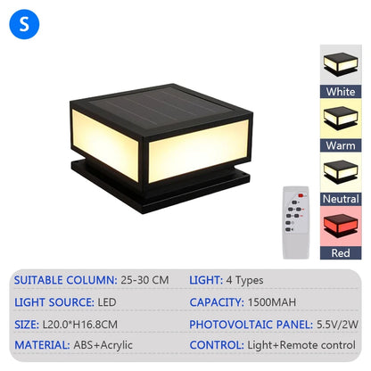 LED Solar Column Light Outdoor Ip65 Waterproof Solar Lamp Strip Remote Control Garden Courtyard Compound Wall Decor Lighting