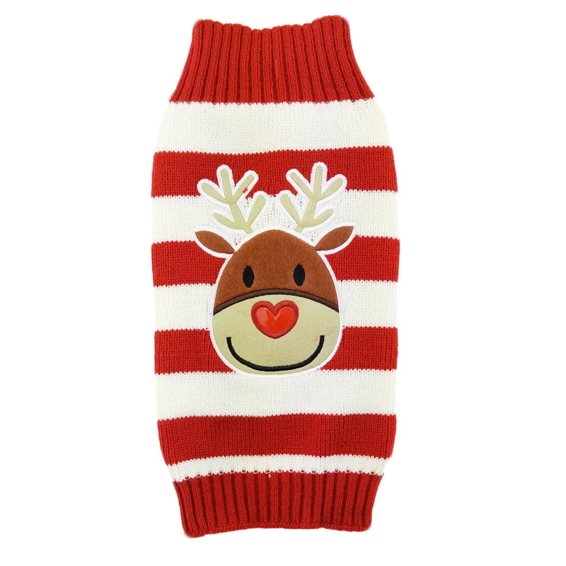 Winter Dog Sweater Christmas Deer Print Knitted Clothes Chihuahua Coat French Bulldog Jacket Puppy Warm Outfit Pet Supplies