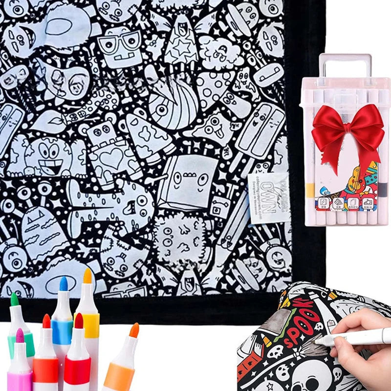 DIY Coloring Washable Fleece Throw Blanket, a Soft and Cozy Art Project Suitable for Both Kids and Adults