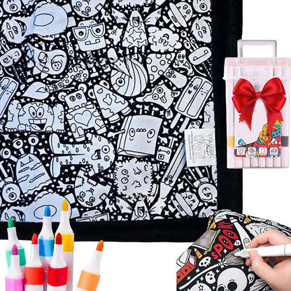 DIY Coloring Washable Fleece Throw Blanket, a Soft and Cozy Art Project Suitable for Both Kids and Adults