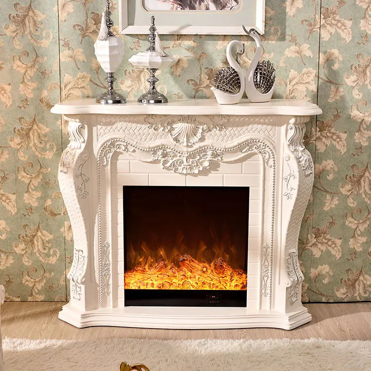 Modern Electric Fireplace, Wooden Wall Mounted LED Flame Heater, Remote Control Indoor Decorative Fireplace, Heavy Duty