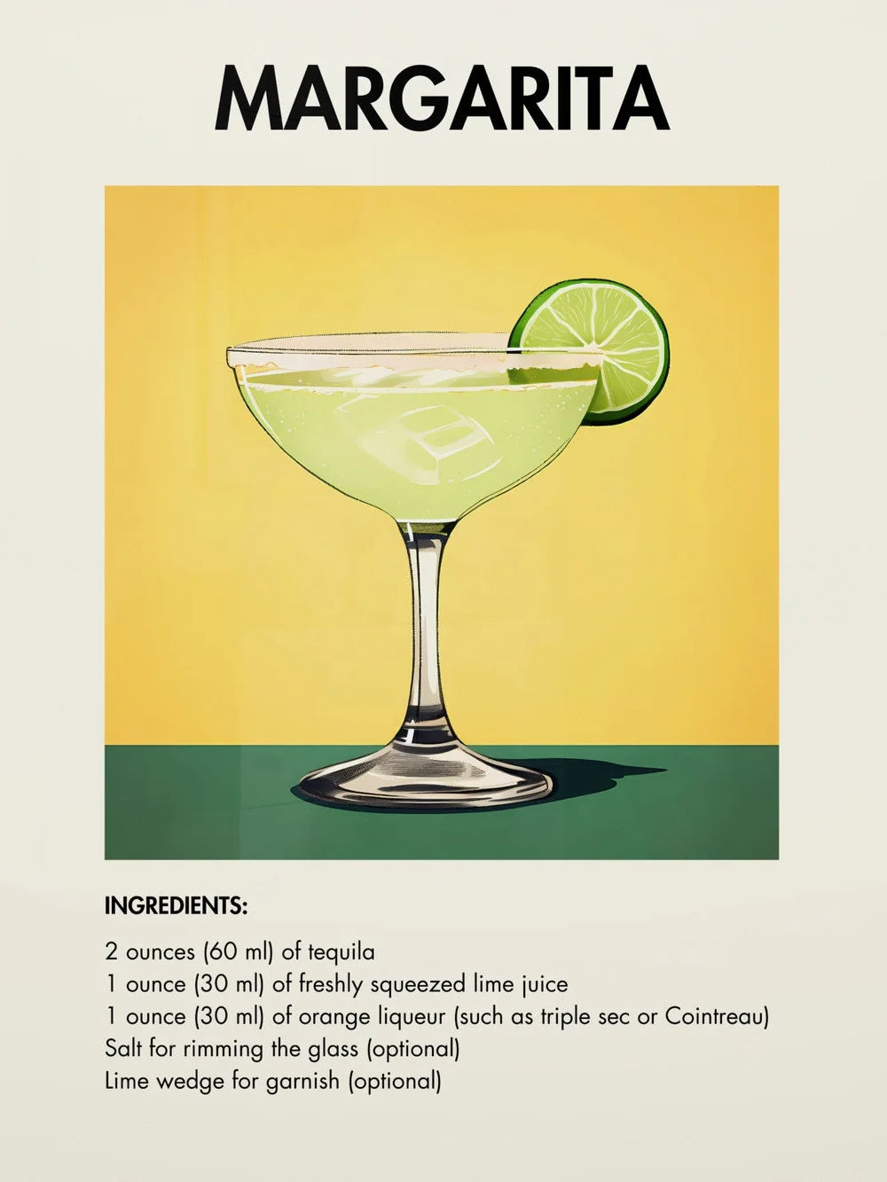 Classic Simple Bar Drinks Liquor Cocktail Bartending Recipe Poster Canvas Art Painting Prints Home Room Bar Wall Decoration