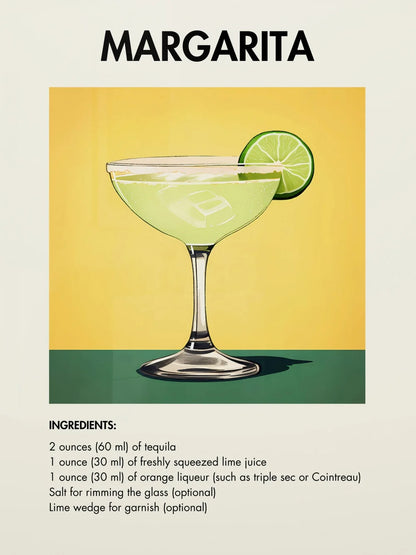Classic Simple Bar Drinks Liquor Cocktail Bartending Recipe Poster Canvas Art Painting Prints Home Room Bar Wall Decoration