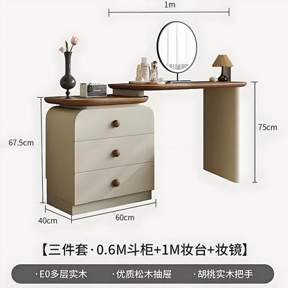 Adjustable Rustic Dressing Table Apartment Drawer Solid Wood Dressing Table Stool Drawer Penteadeira De Maquiagem Home Furniture