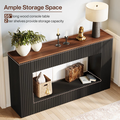 Tribesigns Console Table, 55-Inch Wood Entryway Table with Storage, Narrow Long Sofa Table Behind Couch Table for Living Room