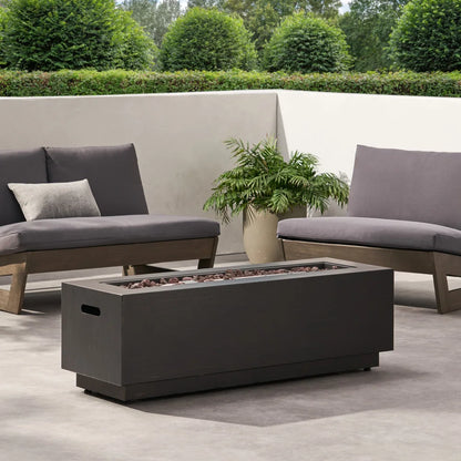 40" Outdoor Rectangular Iron Propane Fire Pit, Dark Grey (Tank Cover not Included)