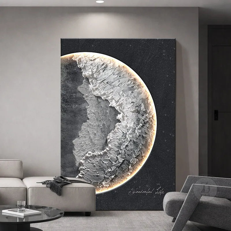 Light Luxury Living Room Led Decoration Painting Home Decoration Sofa Background Wall Floor Painting Moon Entrance Mural Light