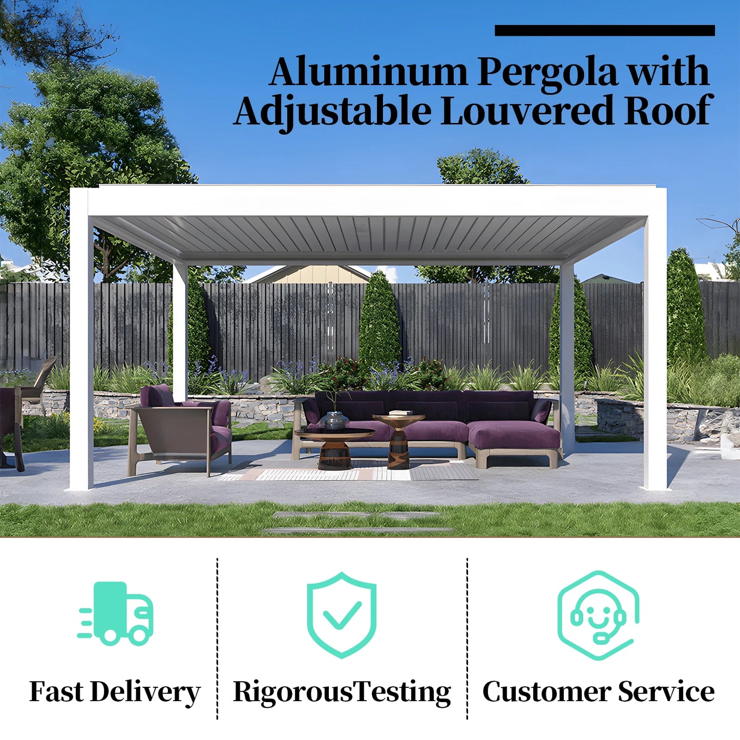 3X3 3X4 4X4 6X4m Outdoor Aluminium  for Garden Patio Balcony Pergola