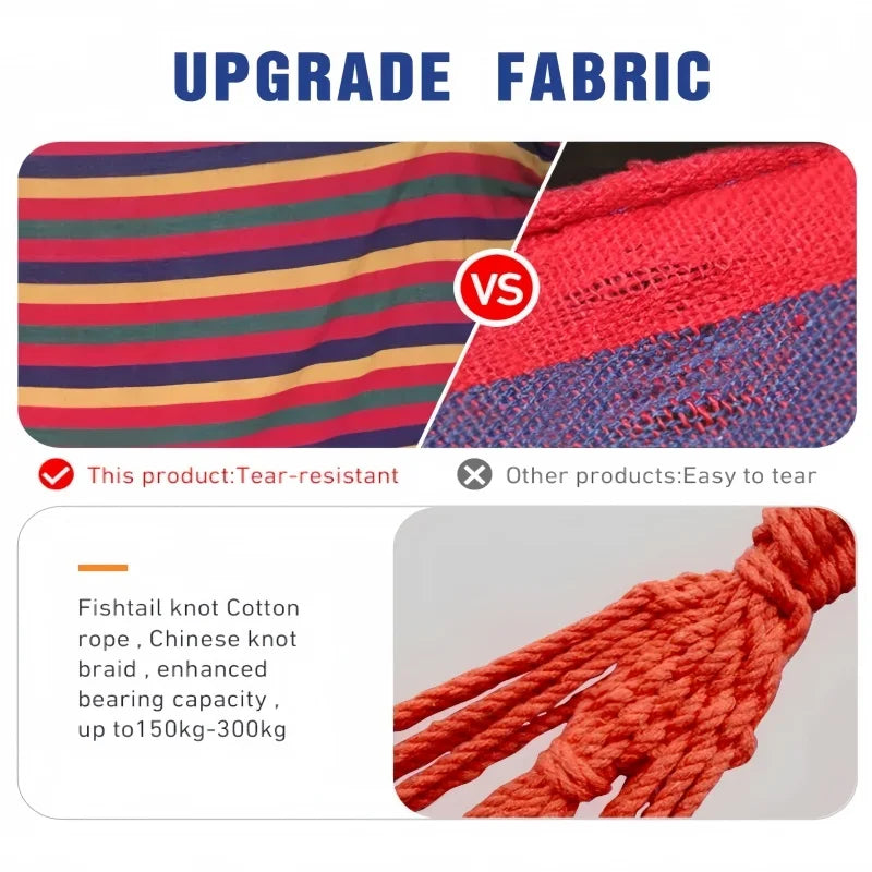 Outdoor Canvas Hammock - Portable Outdoor/Indoor Rope Double-Person Hammock - Durable and Sturdy - Suitable for Camping Use