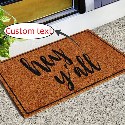 Personalized Quote Coconut Fiber Doormat Custom Outdoor Indoor Door Rug for Patio Entry Dust Removal Durable Easy Maintain