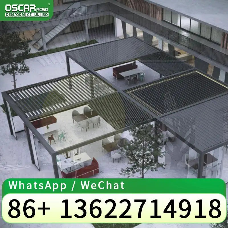 Modern Luxury Outdoor Retractable Pergola with Retractable Sun Shade for Balcony Patio Garden pergola
