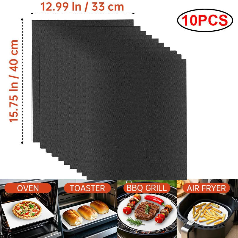 BBQ Grill Mat Non-stick Reusable Heat Resistant Extra Thick Pad Oven Liners Baking Mats Easy Clean Kitchen Outdoor Barbecue Tool