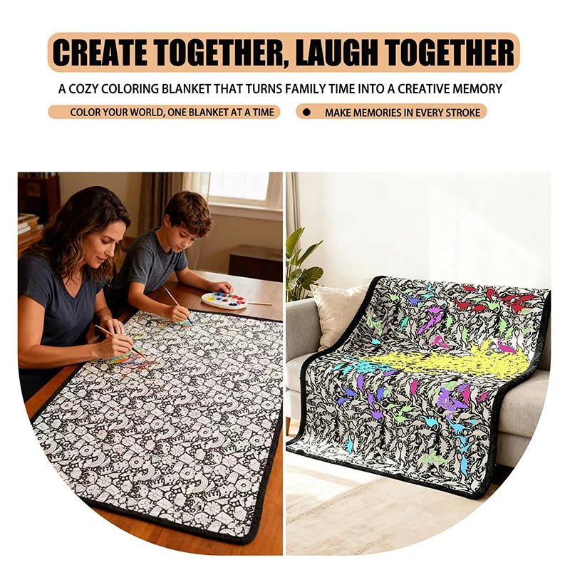 DIY Coloring Washable Fleece Throw Blanket, a Soft and Cozy Art Project Suitable for Both Kids and Adults