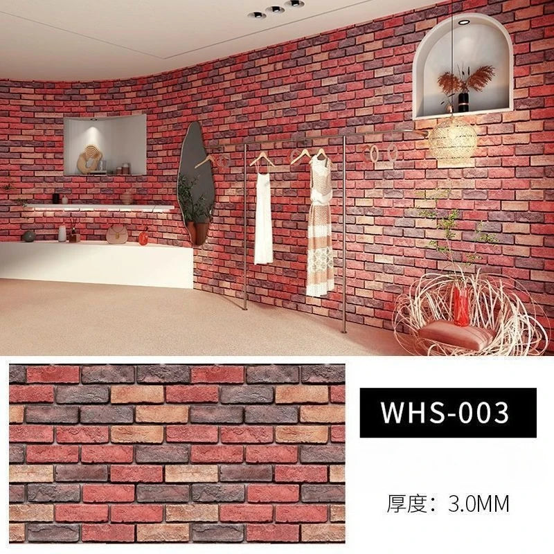 Rustic Brick Wall Wallpaper 3D Wall Decals Waterproof Mildew-resistant Stickers Dining Room Bar Courtyard Wall Decorations