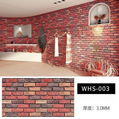 Rustic Brick Wall Wallpaper 3D Wall Decals Waterproof Mildew-resistant Stickers Dining Room Bar Courtyard Wall Decorations