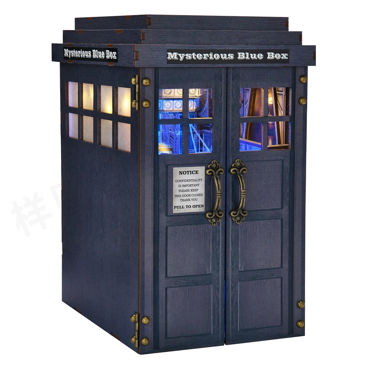 DIY Book Nook Bookshop Kit Mysterious Telephone Booth Wooden Dollhouse with Light Bookshelf Insert 3D Puzzle Decor for Gift