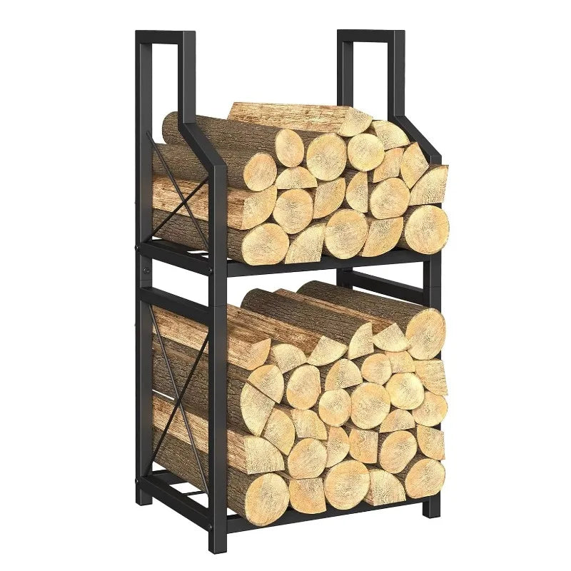 Fireplace Firewood Iron Double-layer Multi-layer Portable Comfortable Modern Indoor/Outdoor Log Stacking Storage Rack