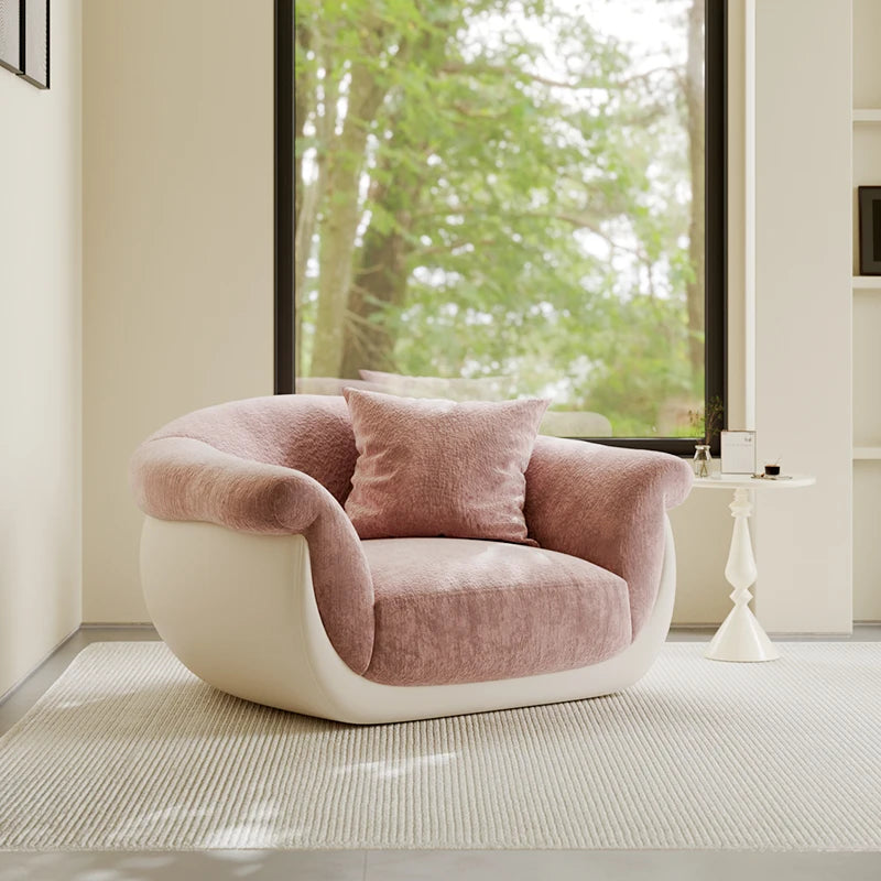 Single Lazy Sofa Living Room Minimalist Comfortable Modern Pink Sofa Small Fabric Divano Soggiorno Di Lusso House Accessories