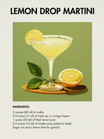 Classic Simple Bar Drinks Liquor Cocktail Bartending Recipe Poster Canvas Art Painting Prints Home Room Bar Wall Decoration