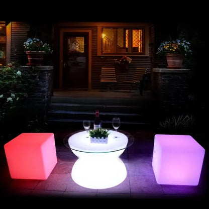 Outdoor Remoter Controlled LED Light-emitting Cube Seat 16 Colors KTV Bar Stools Rechargeable Desktop Night Lamp Waterproof