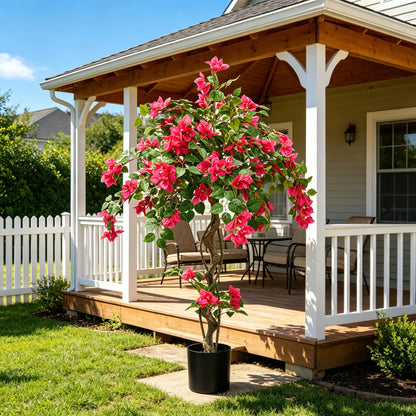 3/4/5FT Artificial Bougainvillea Tree with Silk Flowers and Green Foliage Faux Outdoor Indoor Flowering Plant for Home Office Living Room Bedroom Garden Pool Decor