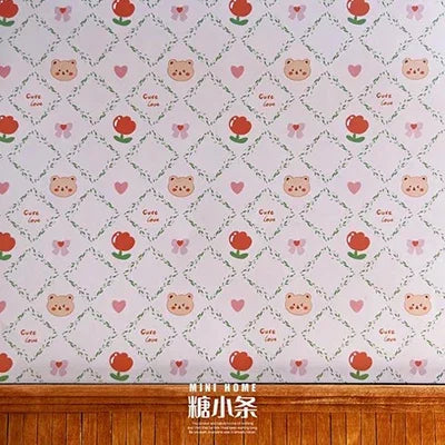 1:12 DIY Dollhouse (20x28cm)Adhesive Wallpaper on The Back for Kitchen(viscous) Living Room Bedroom Floor Decoration Accessories